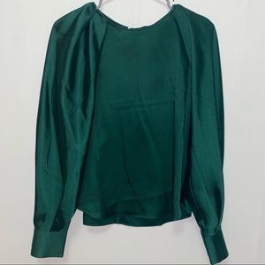 Emerald green satin blouse